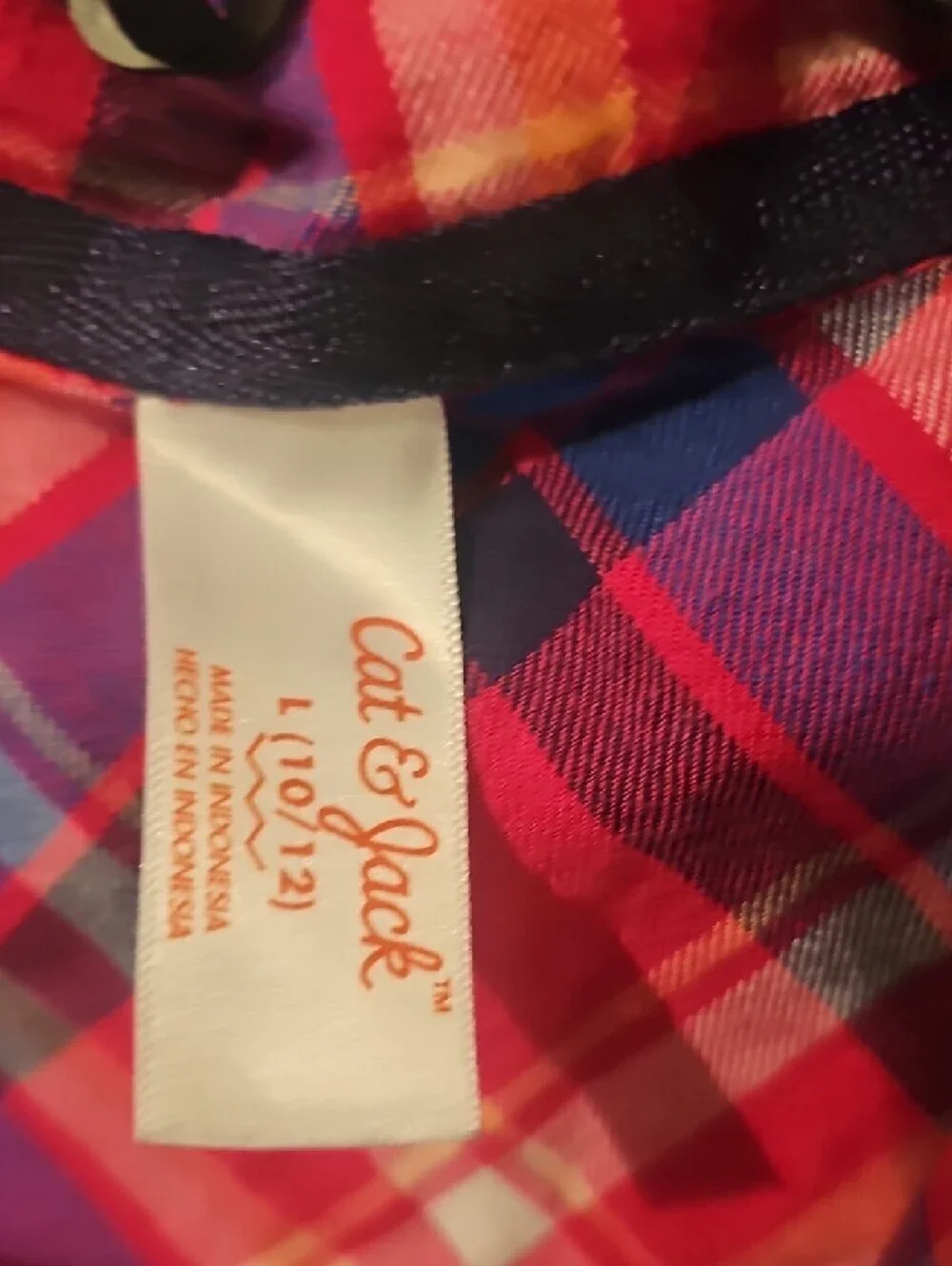 Cat & Jack Girls Pink and Blue Plaid Girls Peplum Style Dress Size 10/12